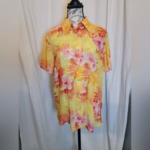 Lemon Grass Studio Floral Camp Shirt With Sequins
